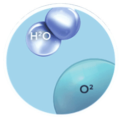 H2O water molecule and oxygen molecule illustration representing biosecurity and water safety.